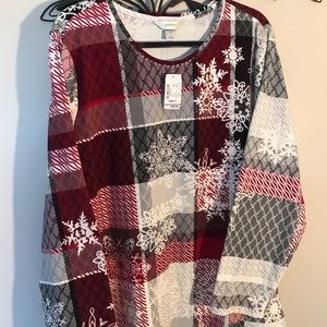 CJ Banks scoop neck, long sleeve Tee, sz. 2X NWT